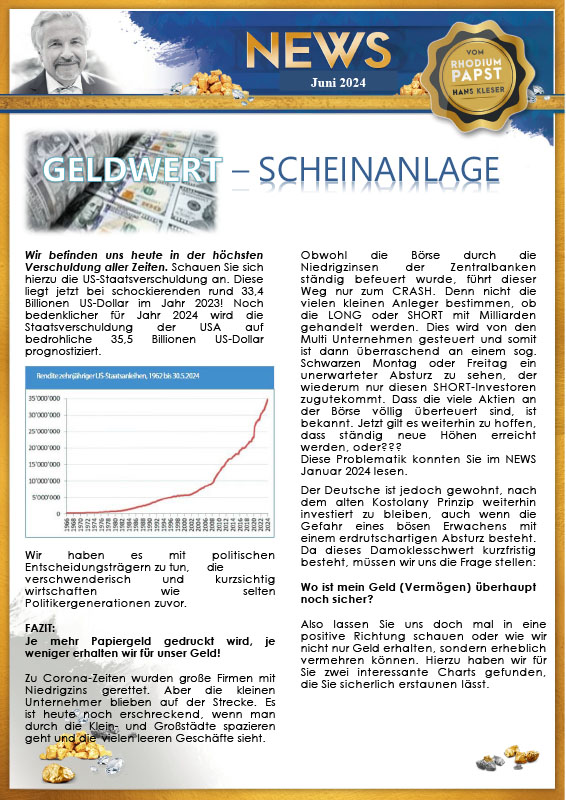 HK News - Juni 2024 - Geldwert Scheinanlage