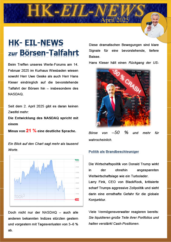 HK Eil-News - April 2025 - Zur Börsen-Talfahrt